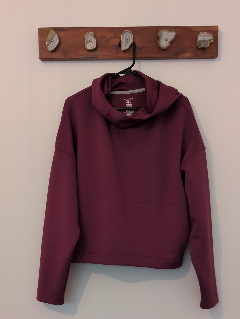 Athletic Works Women's Burgundy Cropped Funnel Neck Sweatshirt